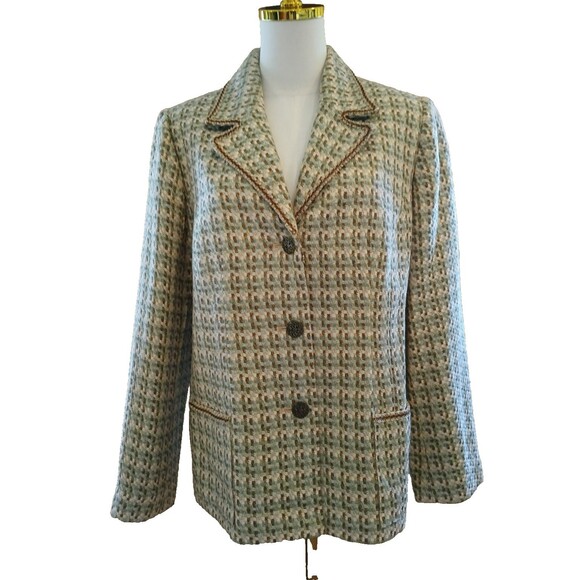 Alfred Dunner Women's Size 10 Tweed Blazer Jacket Buttons Usable Pockets Office - Picture 10 of 14